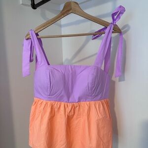 Lilly Pulitzer Anlee 100% Cotton Top - Lavender and Peach